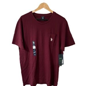 U.S. Polo Assn. Maroon Cotton Pocket Tee | Size Large | NWT